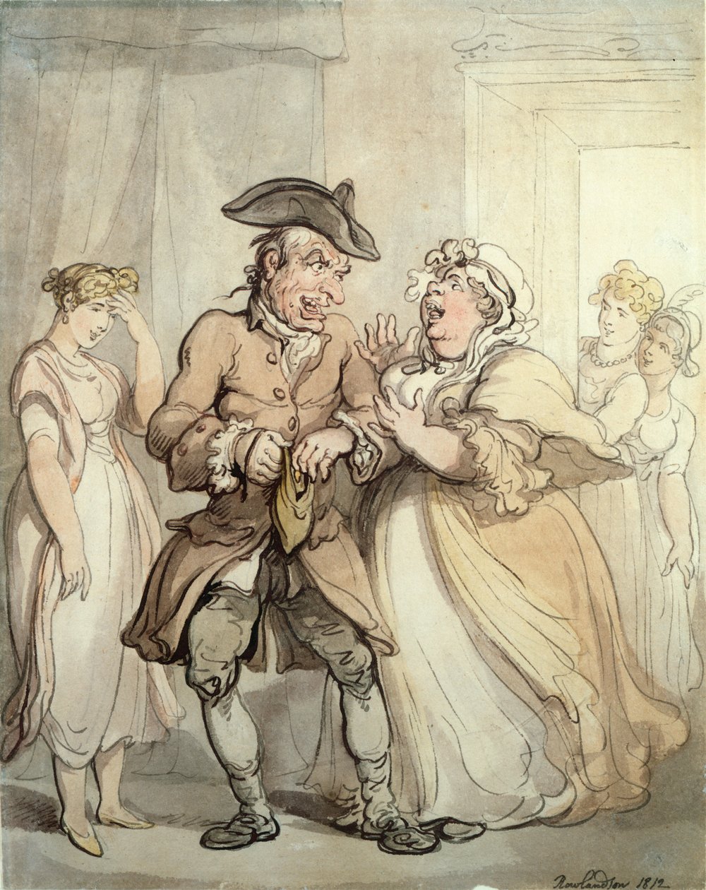 Najpierw przyjemność, zapłać później, 1812 (długopis, toaleta i ołówek na papierze) autorstwa Thomas Rowlandson