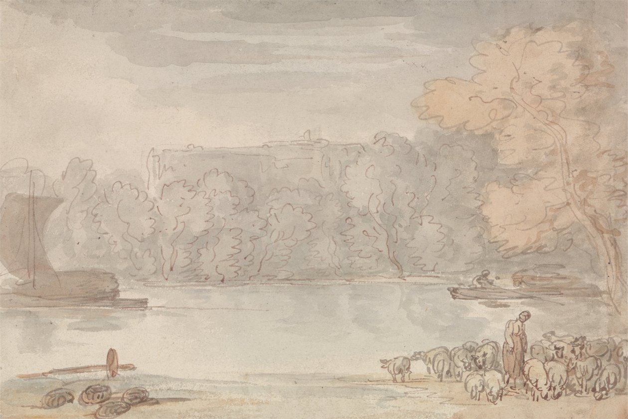 Scena rzeczna (Tamiza w Eton) autorstwa Thomas Rowlandson