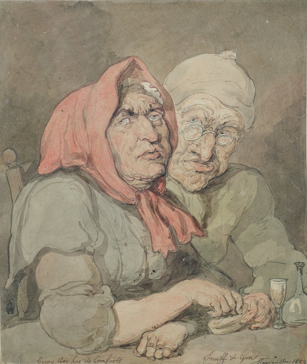 Tabaka i gin (pióro i tusz) autorstwa Thomas Rowlandson