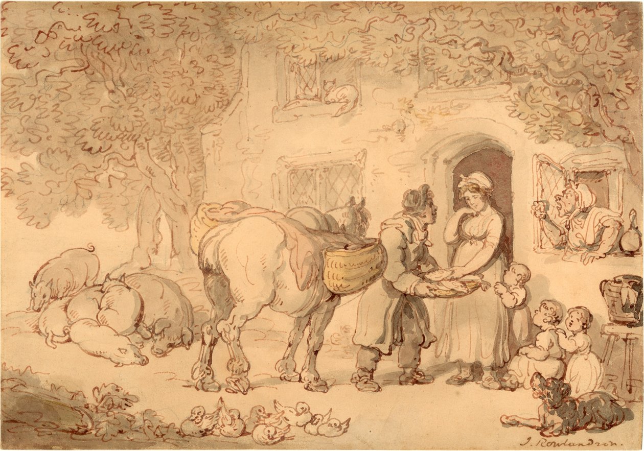 Fishseller (atrament, ołówek i toaleta na papierze) autorstwa Thomas Rowlandson
