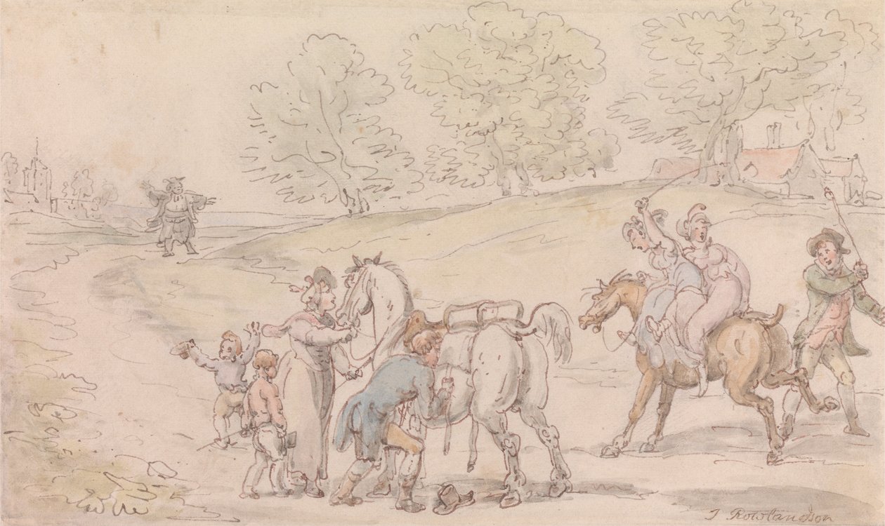 Wikary z Wakefield - Rodzina Wikarych w drodze do kościoła autorstwa Thomas Rowlandson