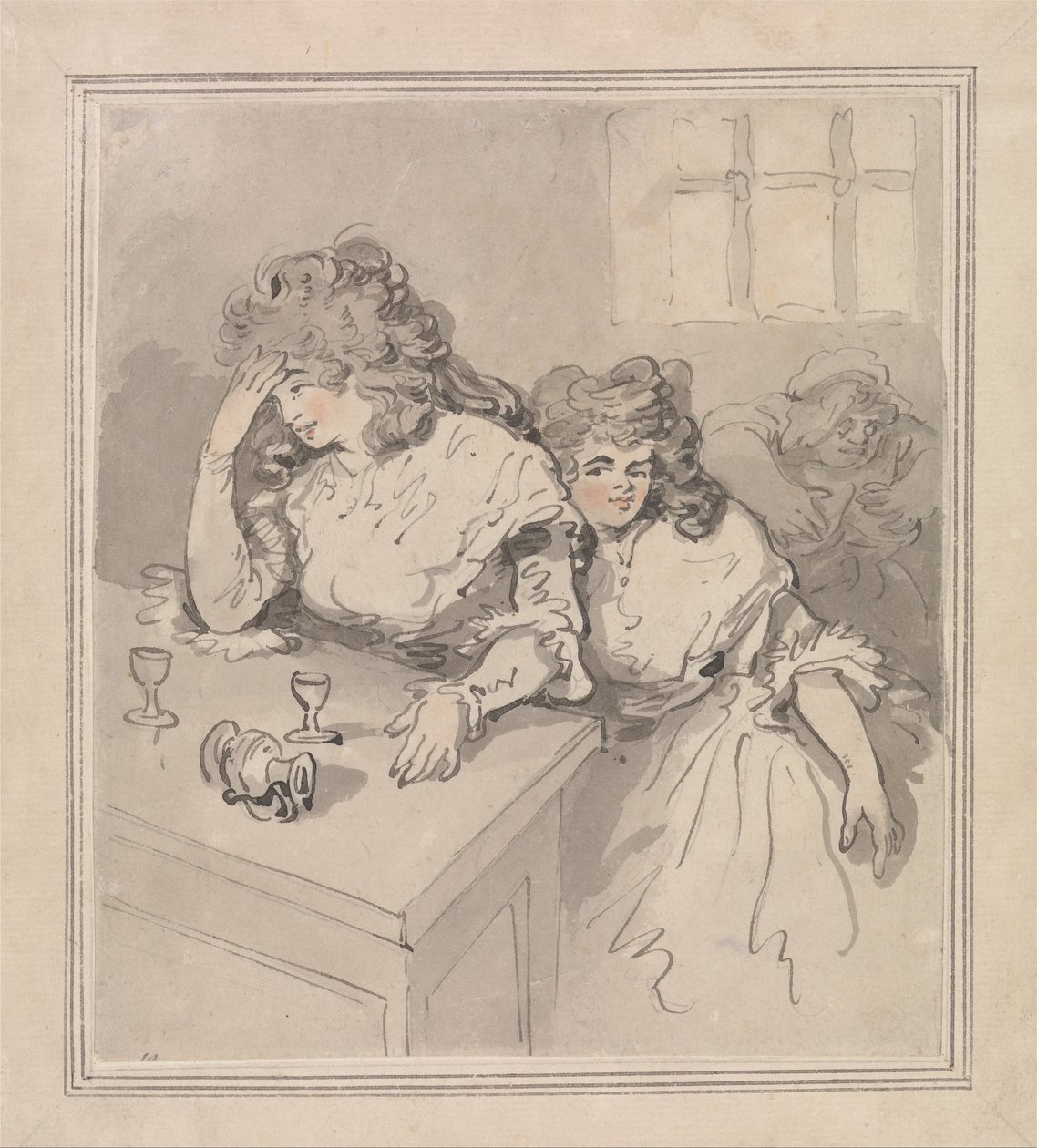 Dwie dziewczyny pijące autorstwa Thomas Rowlandson
