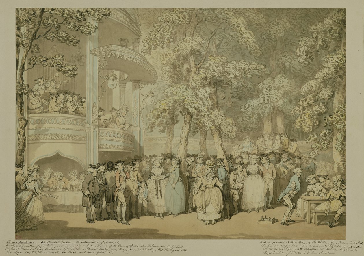 Vauxhall Gardens, ok. 1784 (pranie i toaleta z długopisem i brązowym tuszem na ołówku na papierze) autorstwa Thomas Rowlandson