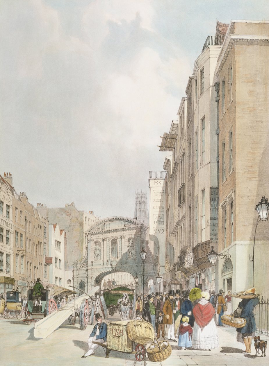 Temple Bar, z The Strand, z „London As It Is”, grawerowany i pub. przez artystę, 1842 autorstwa Thomas Shotter Boys