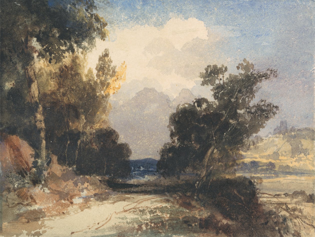 Widok w pobliżu zamku Arundel (wc nad grafitem na papierze) autorstwa Thomas Shotter Boys