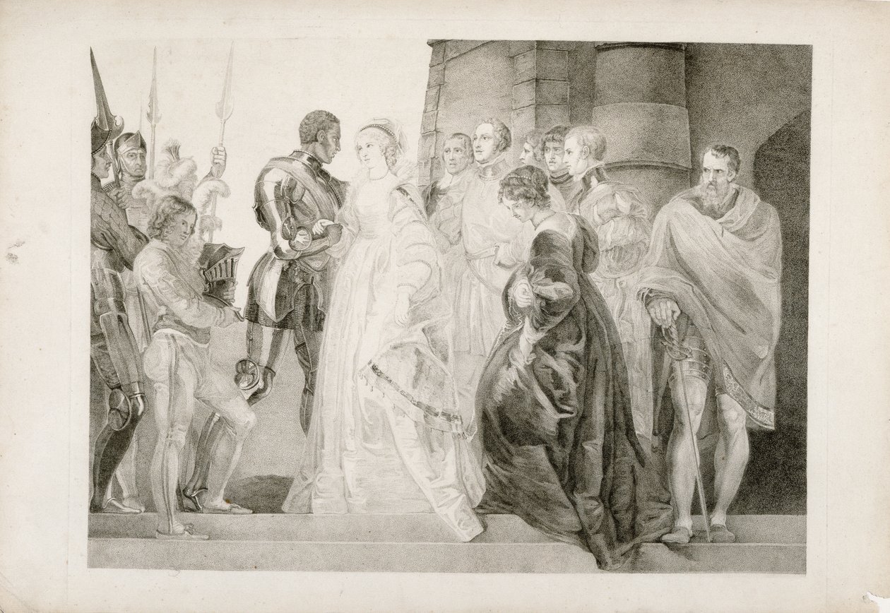 Отелло, II үйлдэл, I үзэгдэл, сийлбэрлэсэн Томас Райдер (1746-1810) 1803 поли autorstwa Thomas Stothard
