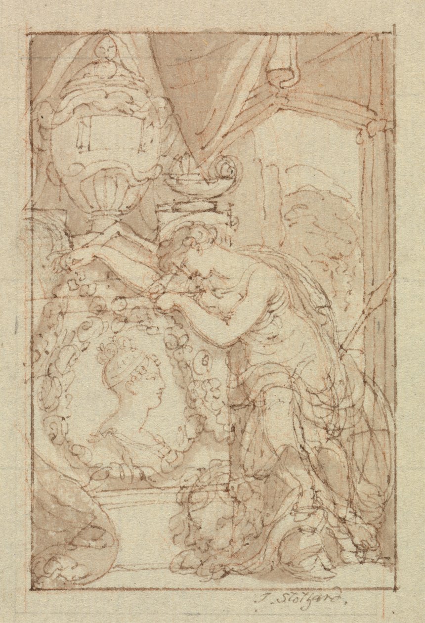 Bez tytułu (długopis i brązowy tusz na papierze) autorstwa Thomas Stothard