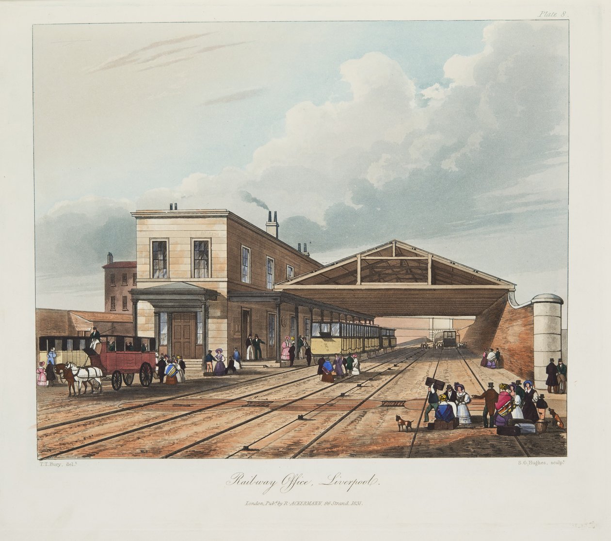 Biuro Kolejowe, Liverpool, 1831 (rycina ręcznie kolorowana) autorstwa Thomas Talbot Bury