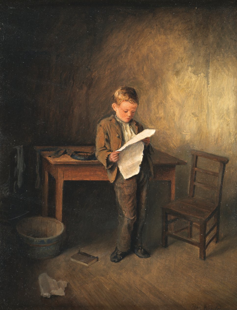 Czytanie wiadomości, 1856-1886 autorstwa Thomas Webster