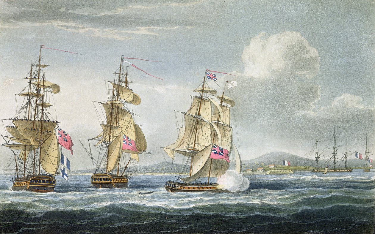 Poddanie fortu Tamatave, wyryte przez T. Sutherlanda dla "The Naval Chronology of Great Britain" J. Ralfe, opublikowane w 1820 r. autorstwa Thomas Whitcombe