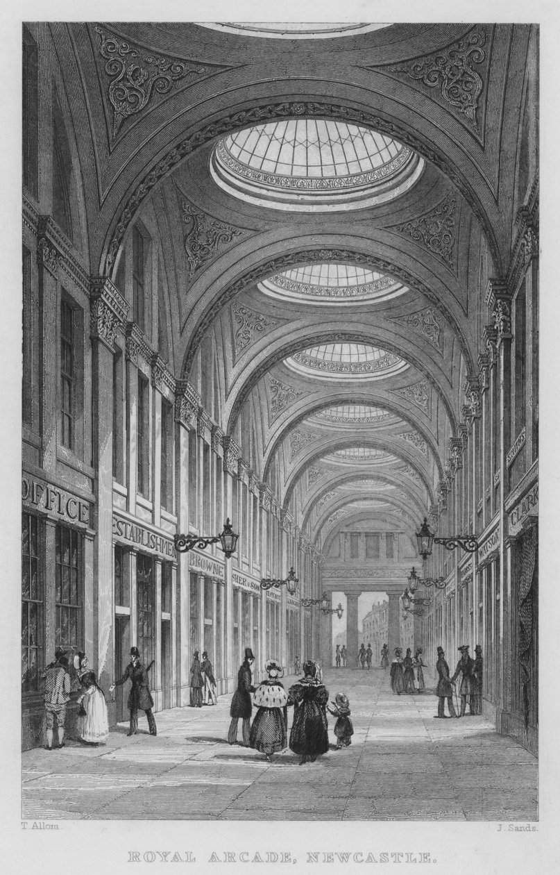 Royal Arcade, Newcastle (grawerowanie) autorstwa Thomas (after) Allom