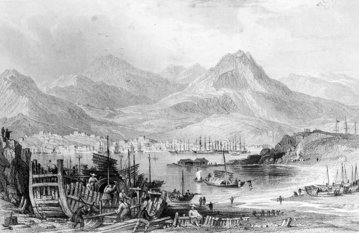 Hong-Kong z Kow-loon, grawerowane przez Samuela Fishera autorstwa Thomas Allom