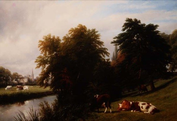 Bydło wypasane nad rzeką autorstwa Thomas Baker