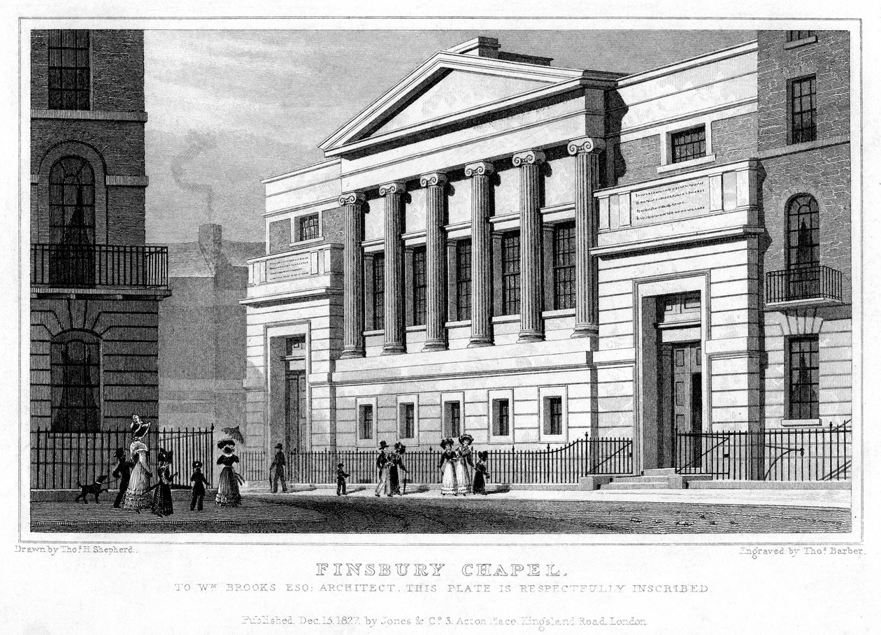 Kaplica Finsbury, Islington, Londyn, 1827. autorstwa Thomas Barber