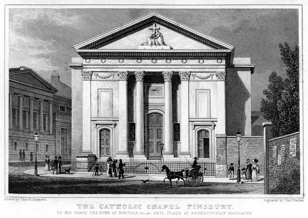 Kaplica katolicka, Finsbury, Londyn, 1827 r. autorstwa Thomas Barber