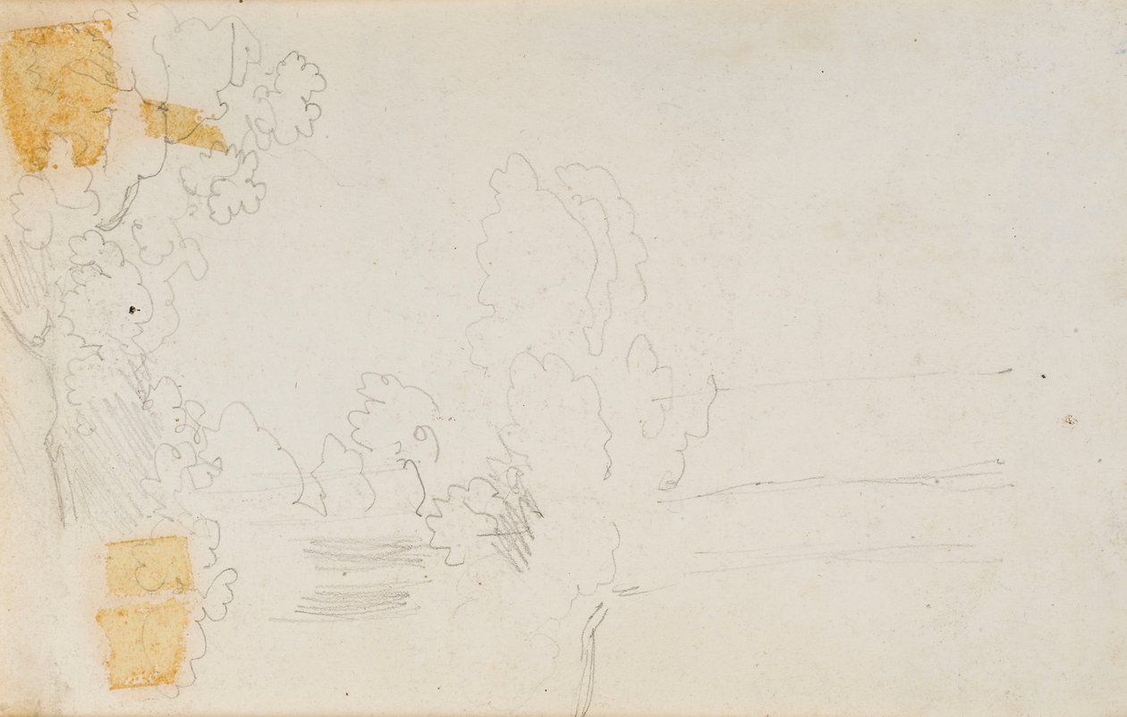Krajobraz i drzewa (verso) autorstwa Thomas Baxter