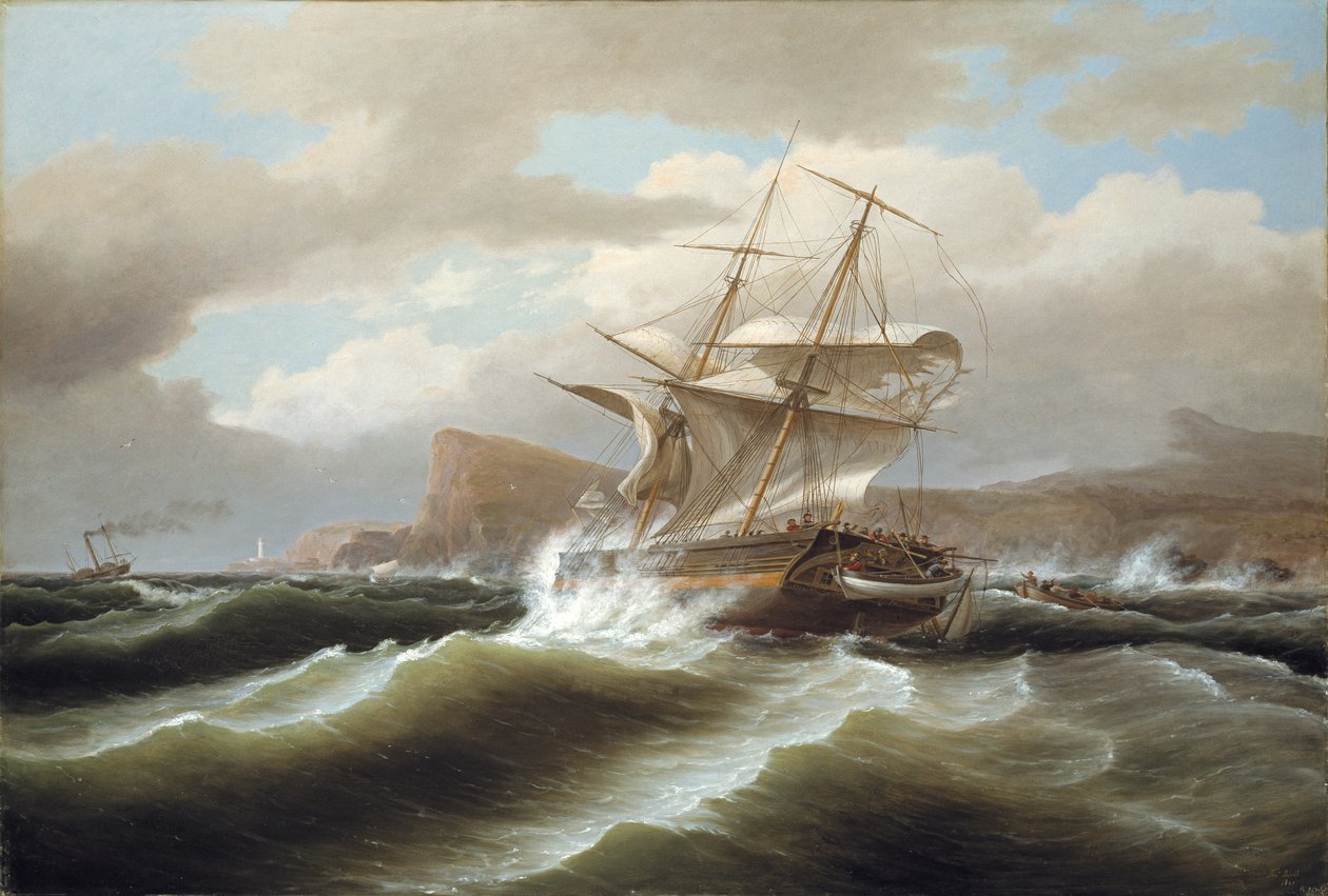 Amerykański statek w niebezpieczeństwie autorstwa Thomas Birch