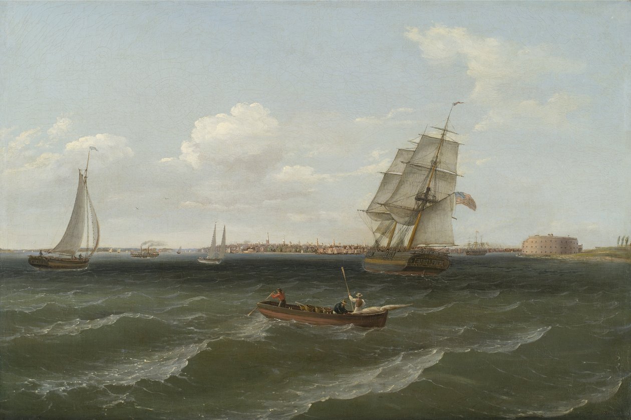 Port w Nowym Jorku, 1813 r. autorstwa Thomas Birch