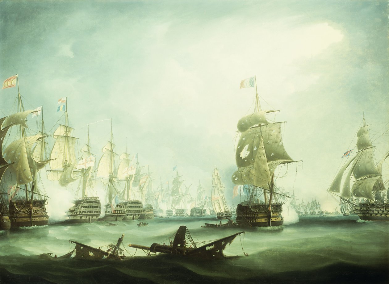 Bitwa pod Trafalgarem, 1805, autorstwa Thomas Buttersworth