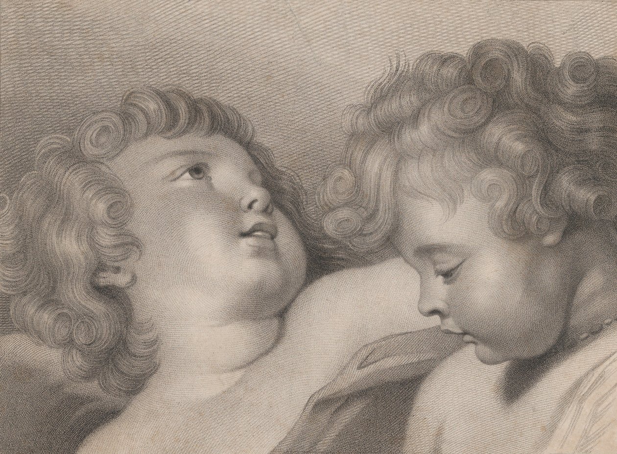 Dwie głowy cherubinów, 1800. autorstwa Thomas Cheesman