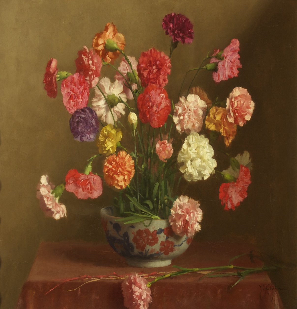 Goździki, ok. 1929 (olej na płótnie) autorstwa Thomas Cooper Gotch