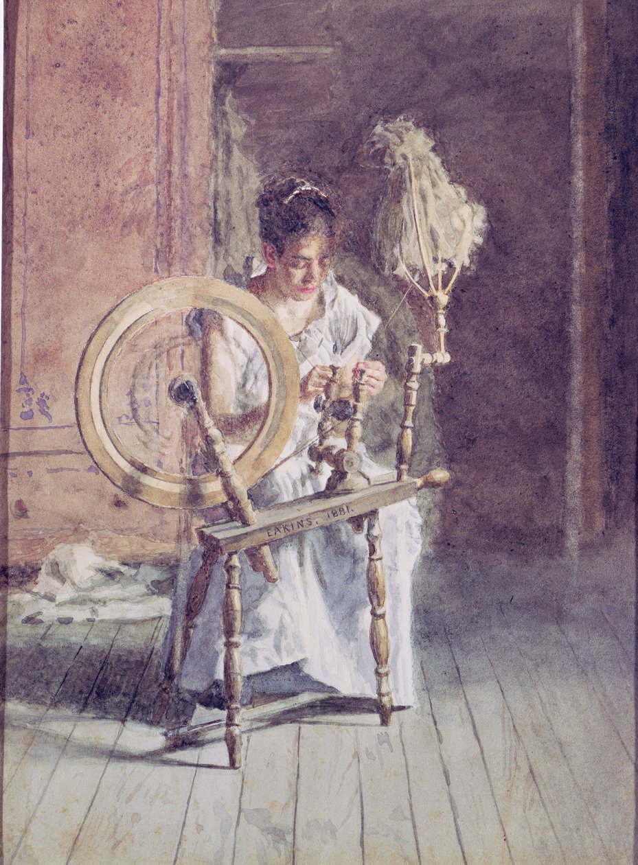 Przędzenie, 1881 autorstwa Thomas Cowperthwait Eakins