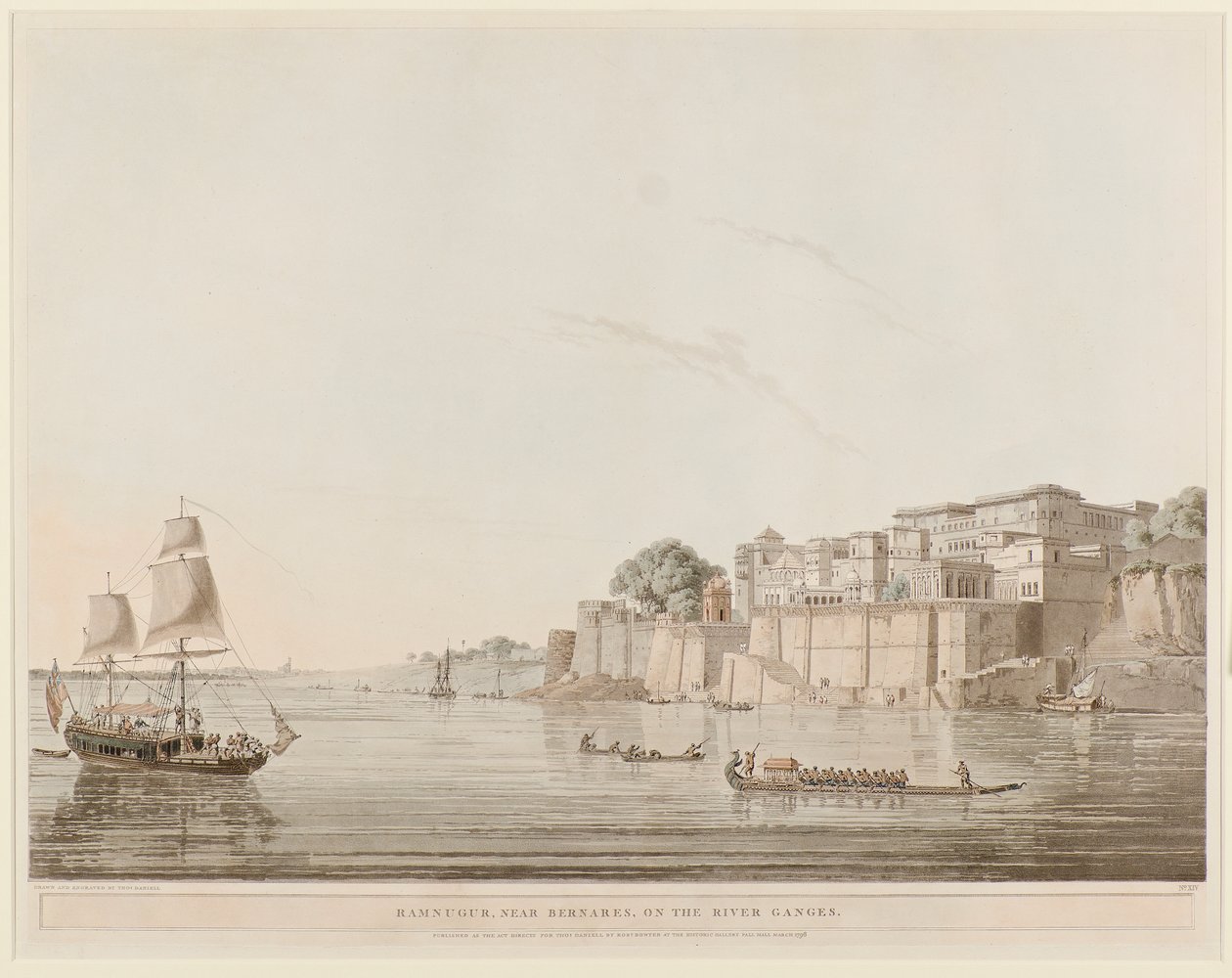 Ramnagar, niedaleko Benares, nad rzeką Ganges autorstwa Thomas Daniell