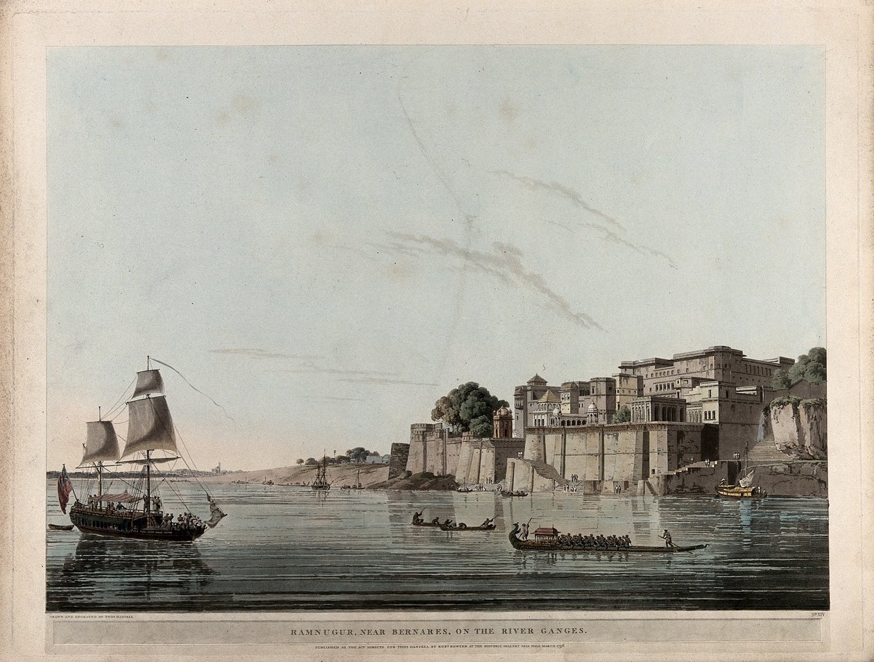 Ramnugur w pobliżu Bernares nad rzeką Ganges autorstwa Thomas Daniell