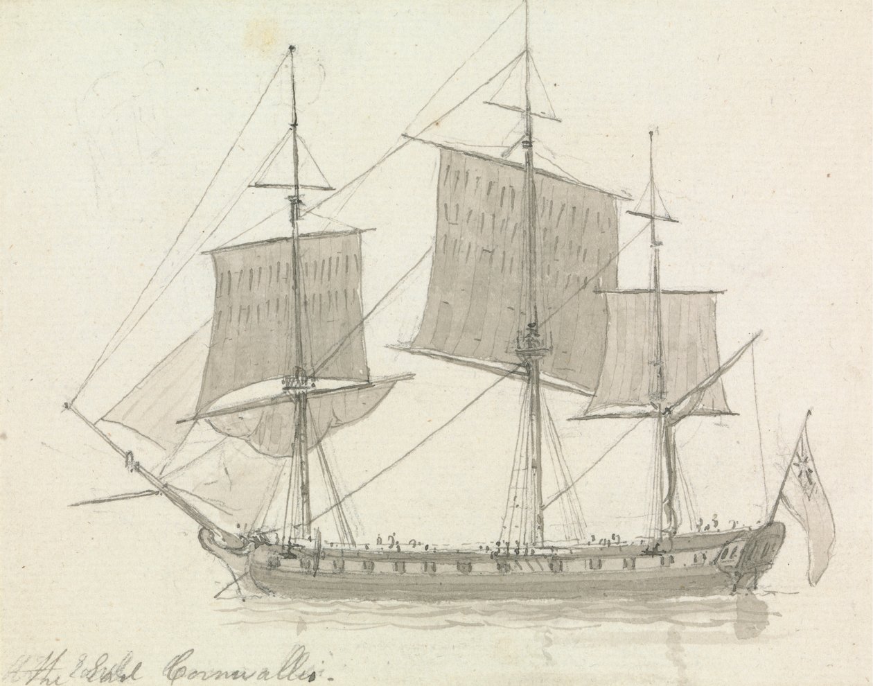 Statek „Hrabia Cornwallis” autorstwa Thomas Daniell
