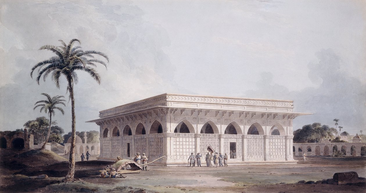 Sześćdziesiąty czwarty filar Nizamuddin, Delhi, autorstwa Thomas Daniell