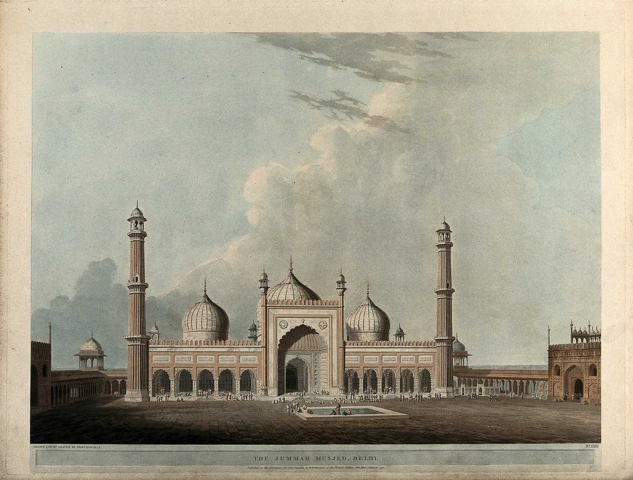 Jummah Musjed, Delhi autorstwa Thomas Daniell