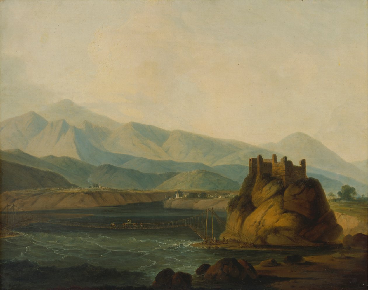 Most linowy w Serinagur autorstwa Thomas Daniell