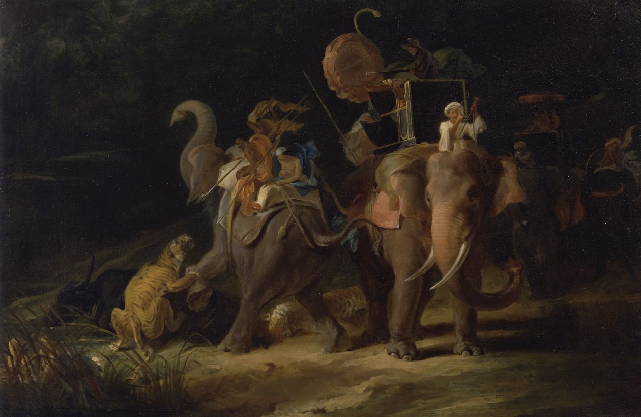Polowanie na tygrysy w Indiach Wschodnich autorstwa Thomas Daniell