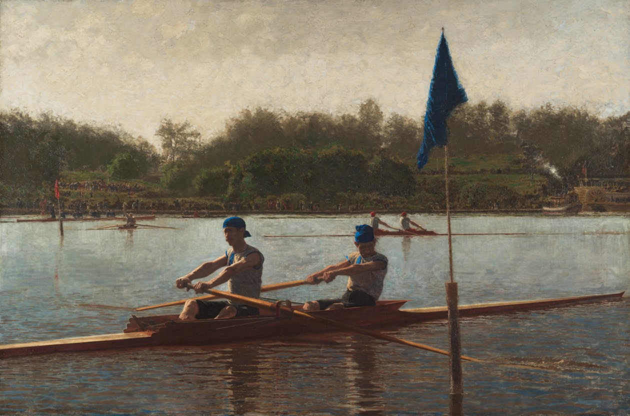 Bracia Biglin obracają stawkę, 1873. autorstwa Thomas Eakins