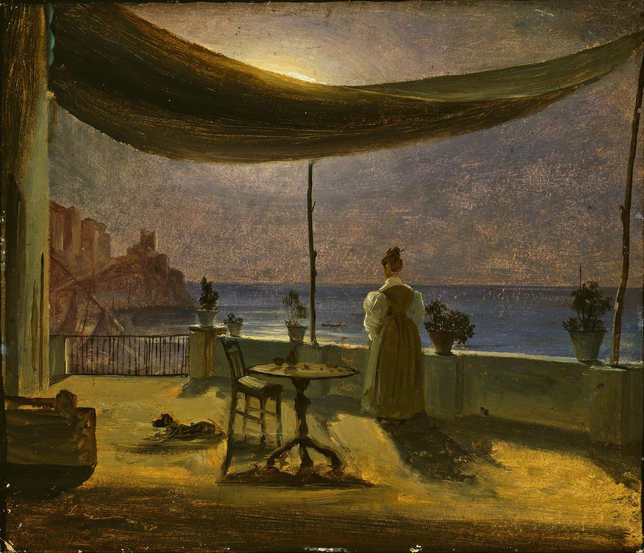 Taras w Amalfi w świetle księżyca autorstwa Thomas Fearnley