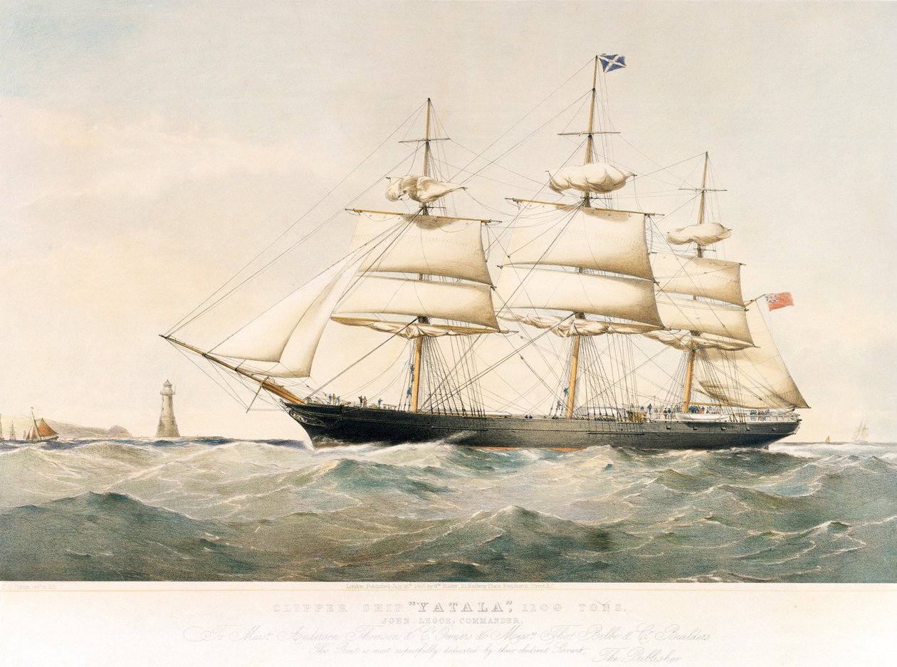 Litografia przedstawiająca kliper "Yatala autorstwa Thomas Goldsworth Dutton