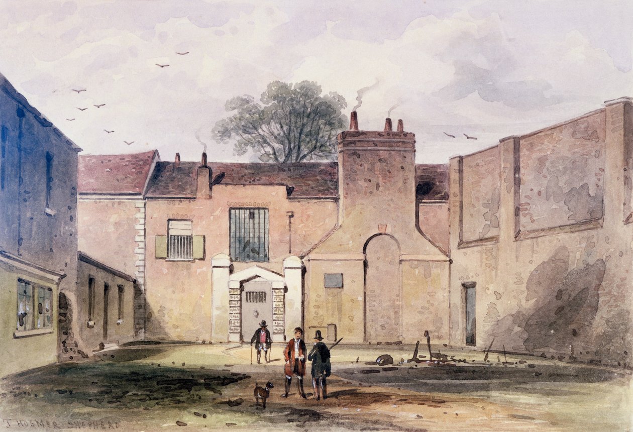Wejście do więzienia Tothill Fields, 1850 autorstwa Thomas Hosmer Shepherd