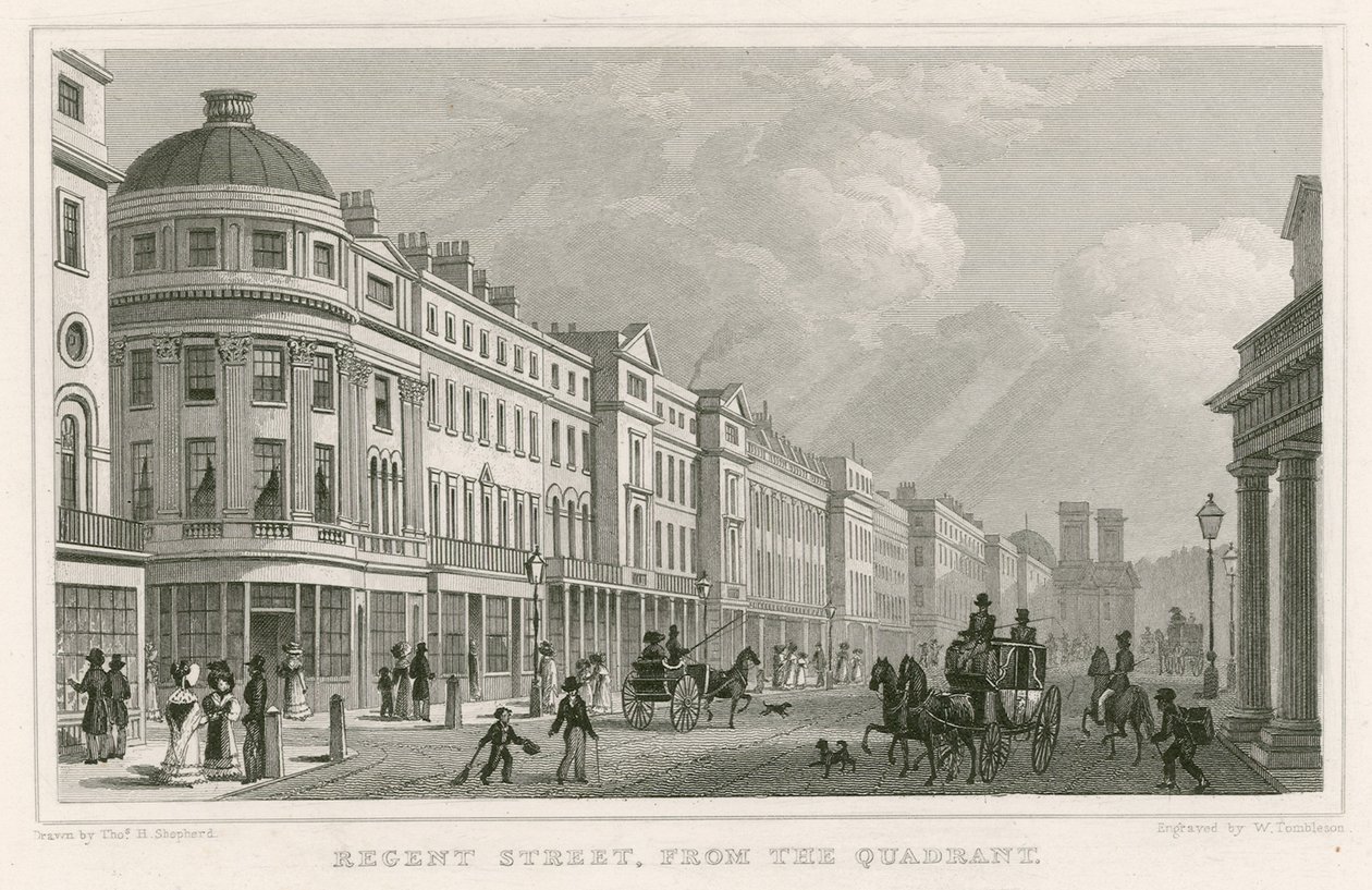 Regent Street, Londyn, z kwadrantu autorstwa Thomas Hosmer Shepherd