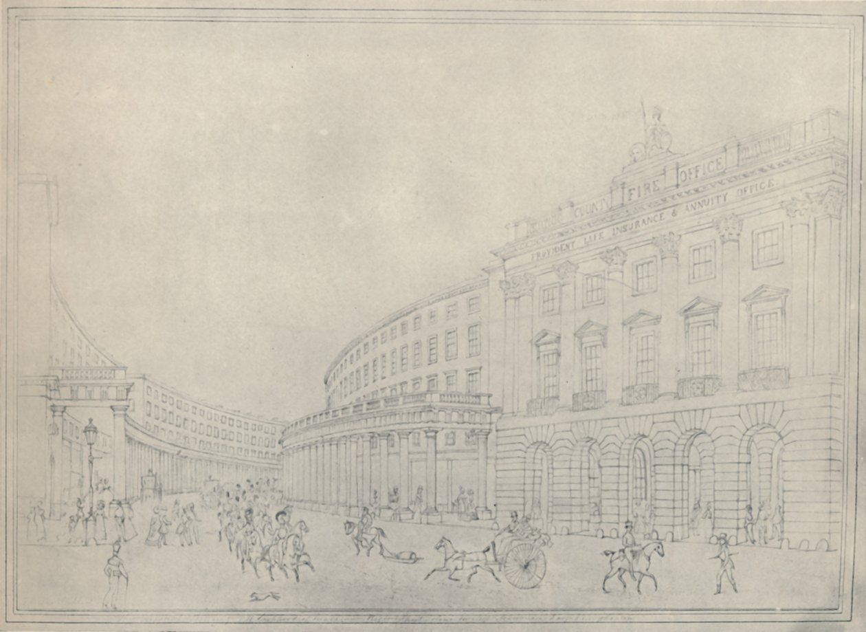Kwadrant, ulica Regent, 1822, 1920 autorstwa Thomas Hosmer Shepherd