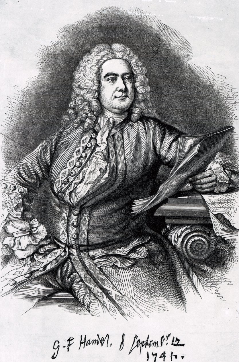 George Frederick Handel, 1749 (mezzotinta) autorstwa Thomas Hudson