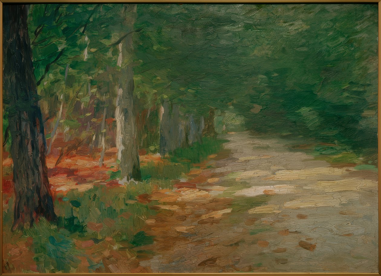 Leśna ścieżka z plamami słonecznymi autorstwa Thomas Ludwig Herbst