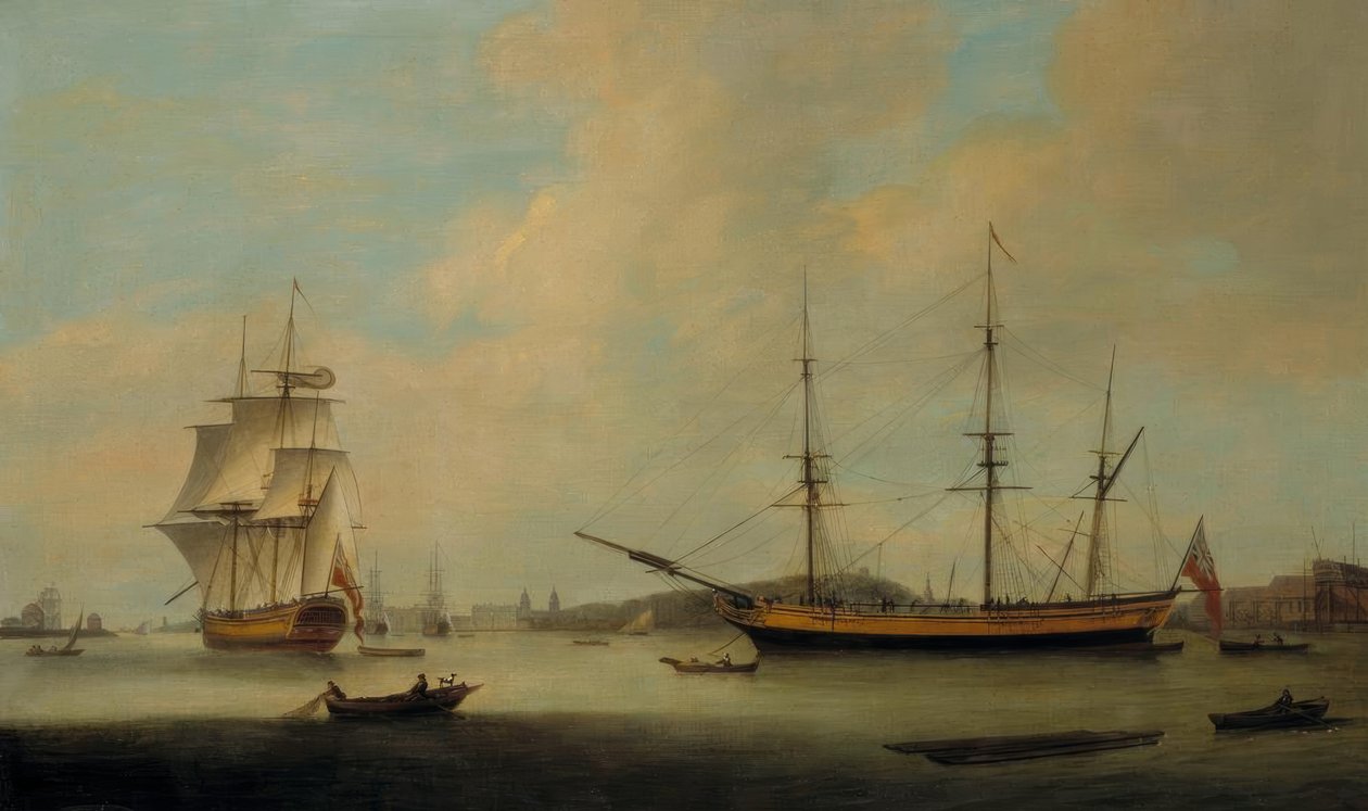 Amerykański statek Granville’ off Deptford autorstwa Thomas Luny