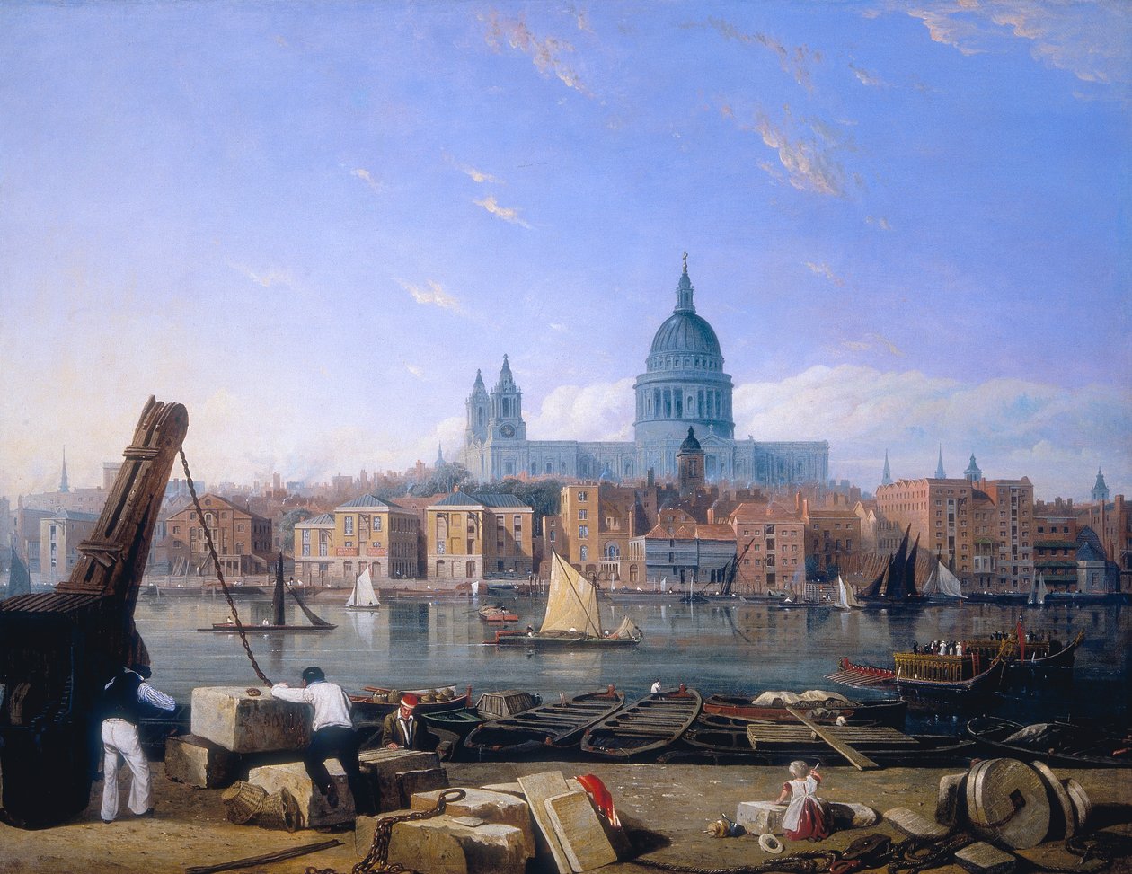 „Miasto od strony Bankside”, lata 20. XIX wieku autorstwa Thomas Miles Richardson I