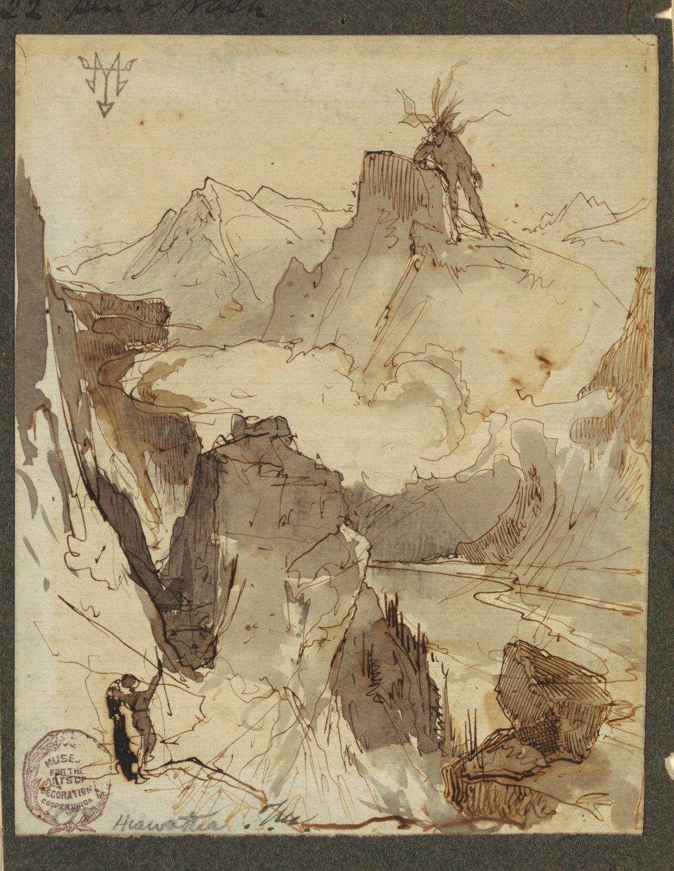 Rysunek, Hiawatha widzi Mudjekeewis, 1870-75 autorstwa Thomas Moran