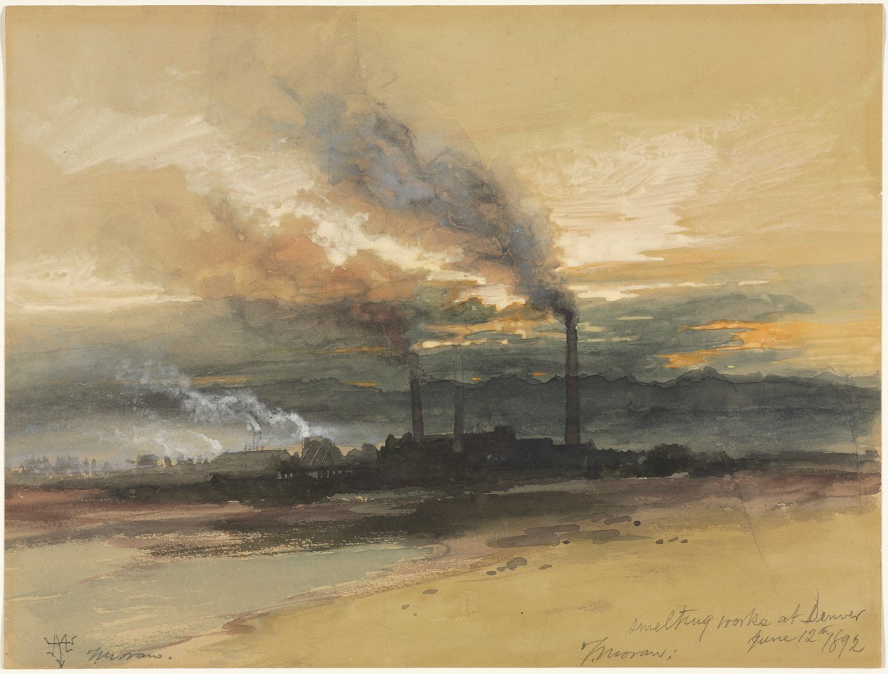 Smelting Works w Denver, 1892. autorstwa Thomas Moran