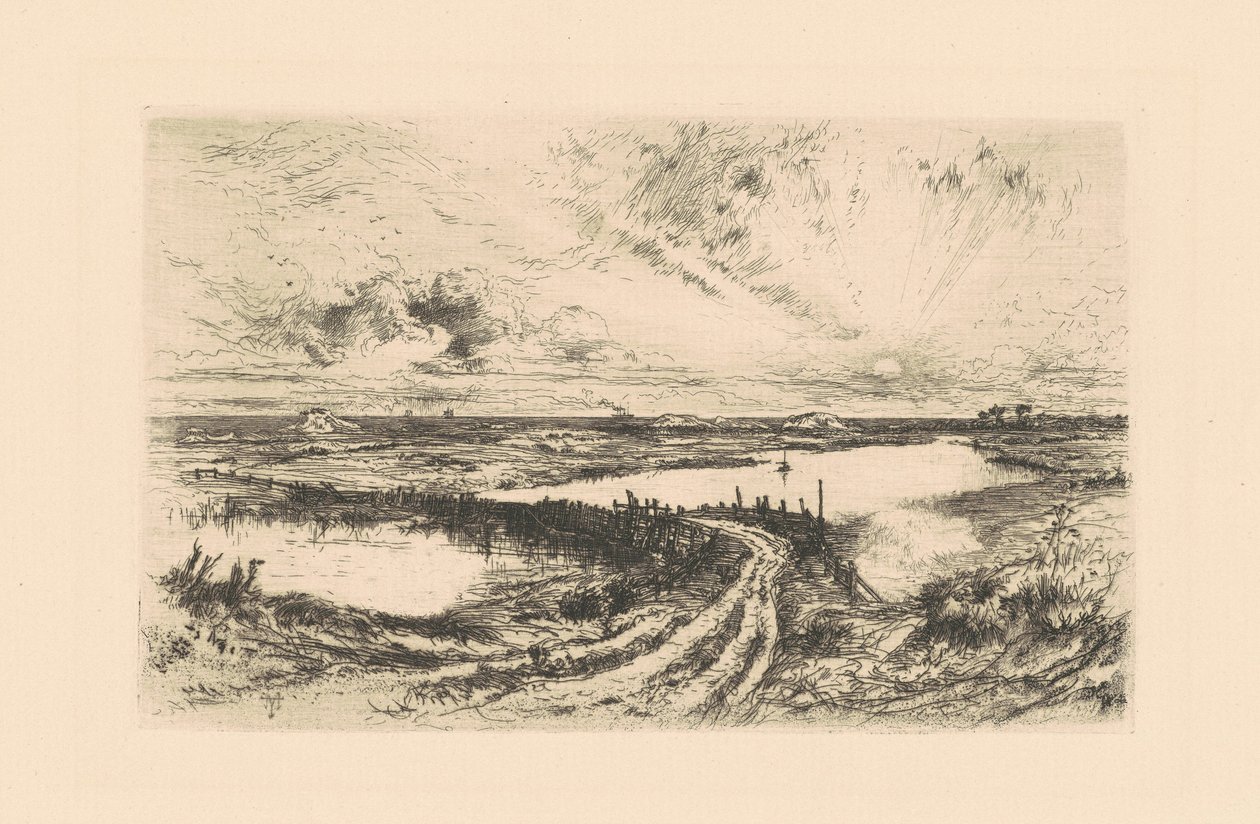 Wschód słońca — staw, Easthampton, Long Island autorstwa Thomas Moran