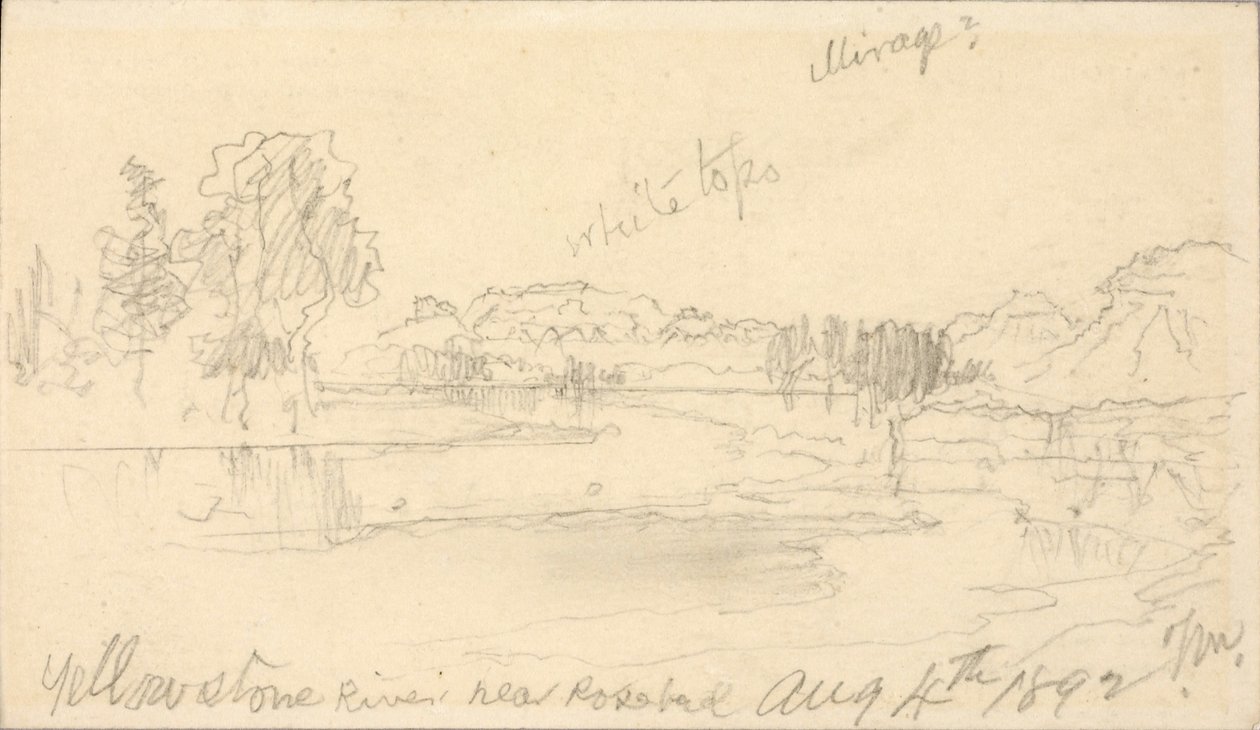 Rzeka Yellowstone, w pobliżu Rosebud autorstwa Thomas Moran