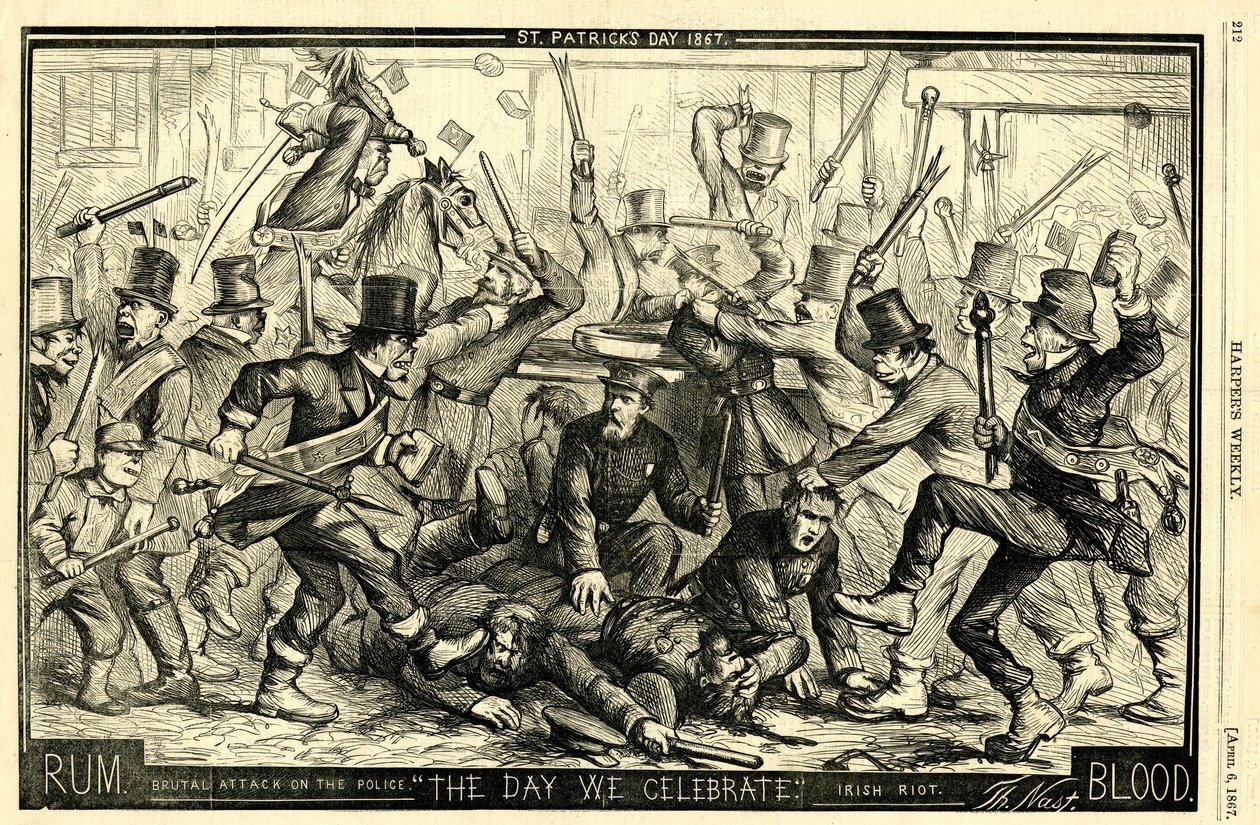 Dzień Św. Patryka, 1867 (drewno) autorstwa Thomas Nast