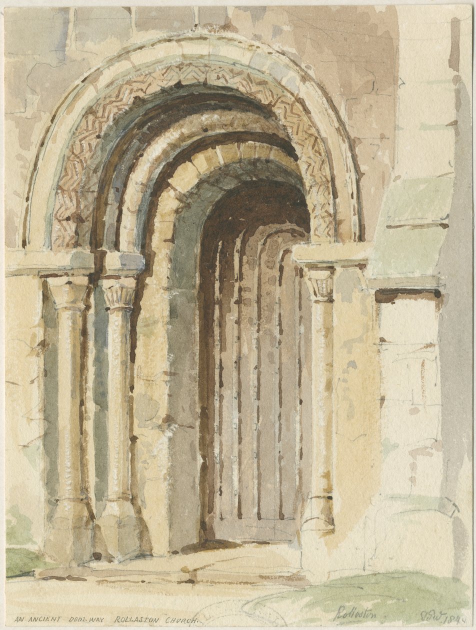 Kościół Rolleston: malowanie akwarelą, 184 [4] autorstwa Thomas Peploe Wood