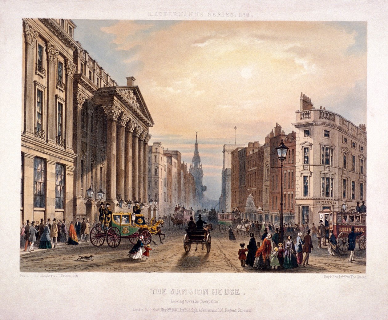 Mansion House i Cheapside, Londyn, 1851 autorstwa Thomas Picken